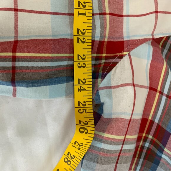 Eddie Bauer Men’s Red Multi-Colored 100% Cotton Checked Short Sleeve Shirt - Picture 7 of 10